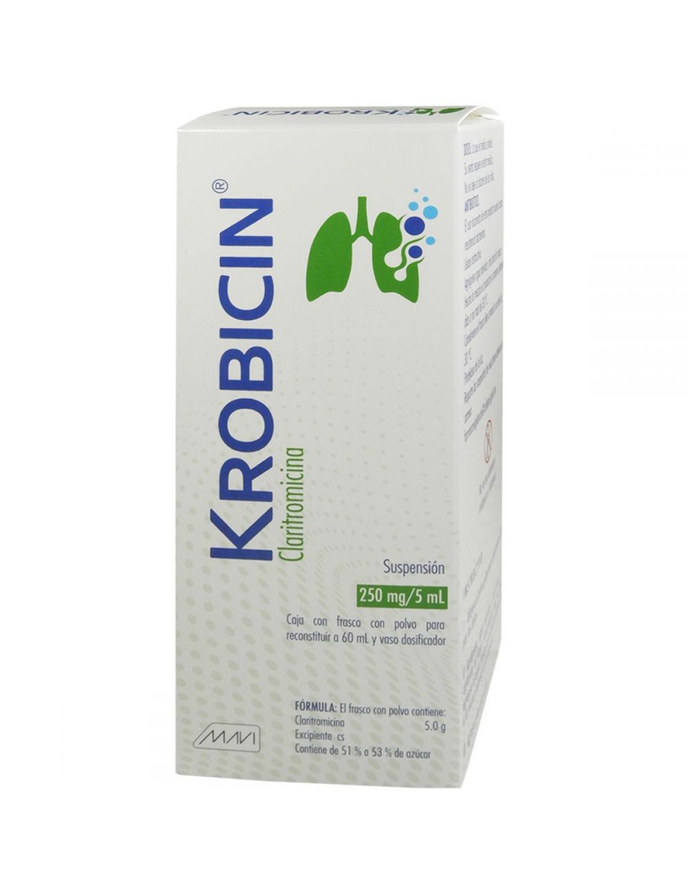 Krobicin Suspensión 250 mg/5 mL Caja con frasco con 60 mL