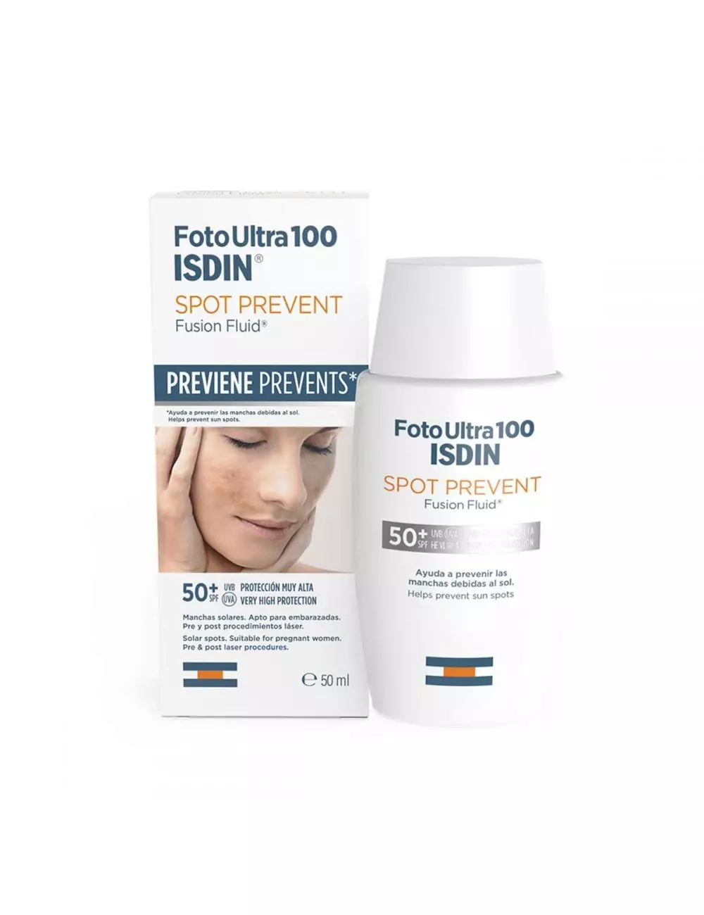 Fotoultra 100 Isdin Spot Prevent FPS 50+ Caja Con Frasco Con 50 mL