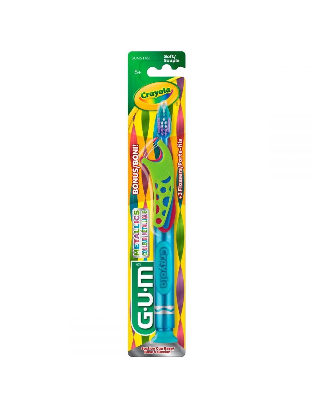 Cepillo Denta Infantill + Hilos Dentales Con Mango GUM Crayola Empaque Con 4 Piezas