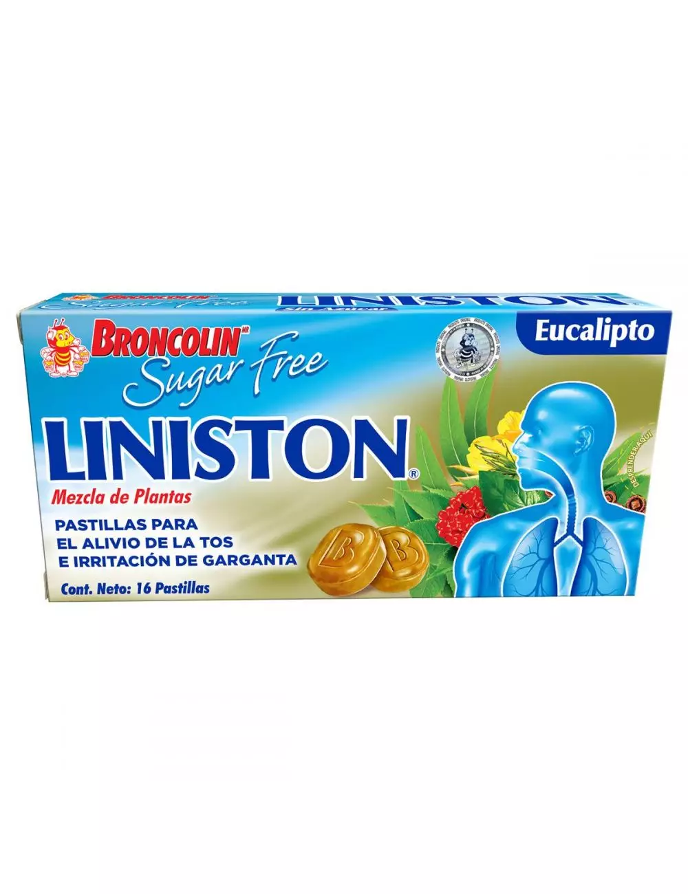 Broncolin Sugar-Free Eucalipto Caja Con 16 Pastillas Caramelo