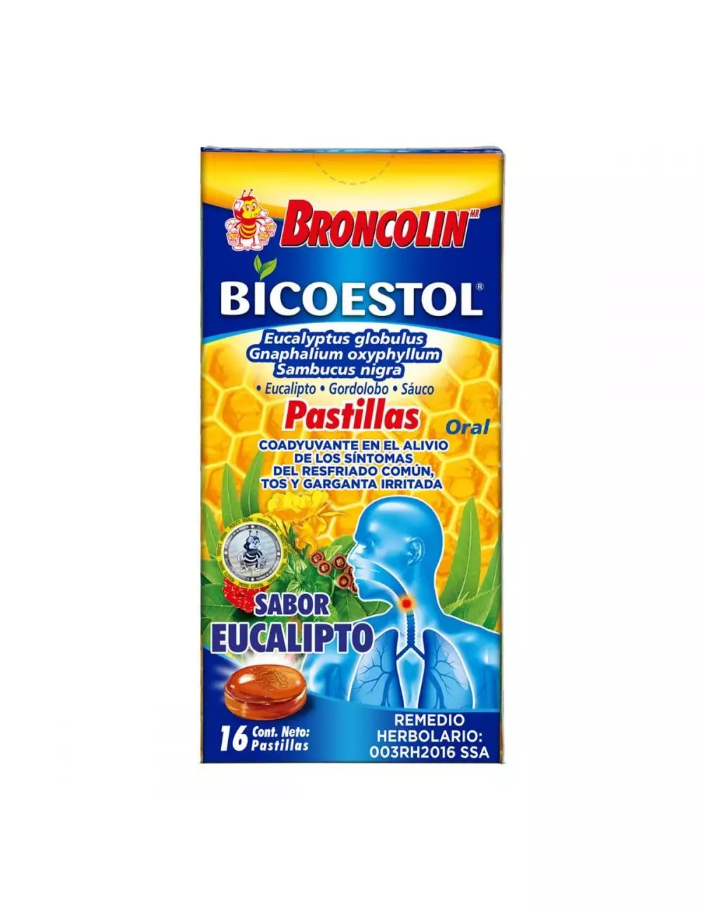 Broncolin Bicoestol 2.5 g Caja Con 16 Pastillas