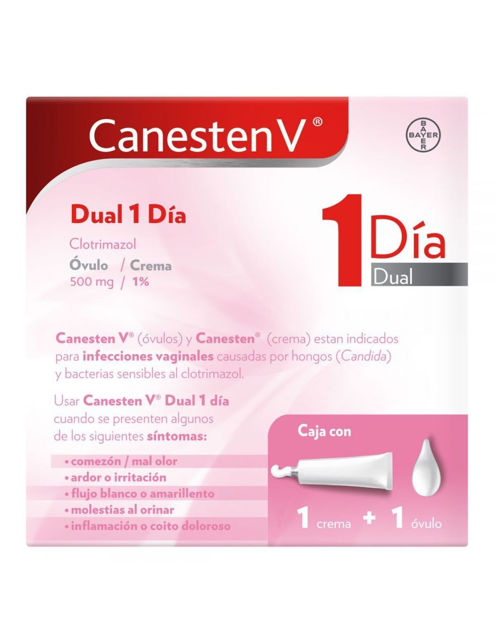 Canesten V Dual 500 mg Caja Con Tratamiento De 1 Día