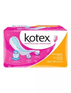 Toallas Sanitarias Kotex Protección Avanzada Sin Alas Empaque Con 10 Piezas