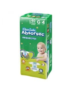 Kleen Bebé Absorsec Ultra Etapa G 9-13Kg Paquete Con 40 Pañales