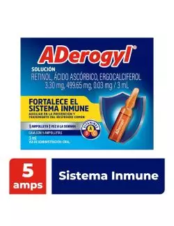 ADerogyl Multivitamínico que Fortalece el Sistema Inmune 5 Ampolletas de 3 ml
