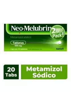 Neo-Melubrina Tratamiento de Dolor intenso y Fiebre Duopack 10 Tabletas de 500 mg.