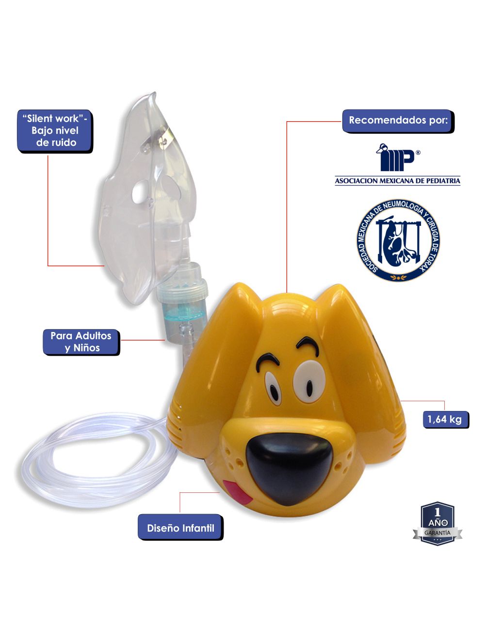 Nebulizador de compresor NEBUCOR P-105 (1 pza) Infantil/ Adulto