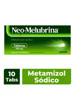 Neo-Melubrina Tratamiento de Dolor intenso y Fiebre 10 Tabletas de 500 mg.