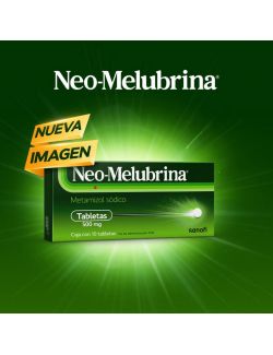 Neo-Melubrina Tratamiento de Dolor intenso y Fiebre 10 Tabletas de 500 mg.