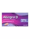 Allegra D Antihistamínico para Congestión Nasal y Alergias 10 tabletas x 60 mg