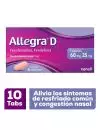 Allegra D Antihistamínico para Congestión Nasal y Alergias 10 tabletas x 60 mg