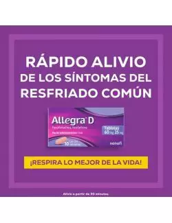 Allegra D Antihistamínico para Congestión Nasal y Alergias 10 tabletas x 60 mg