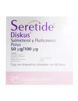 Seretide Diskus 50 Mcg/100 Mcg Caja con dispositivo inhalador Con 60 Dosis