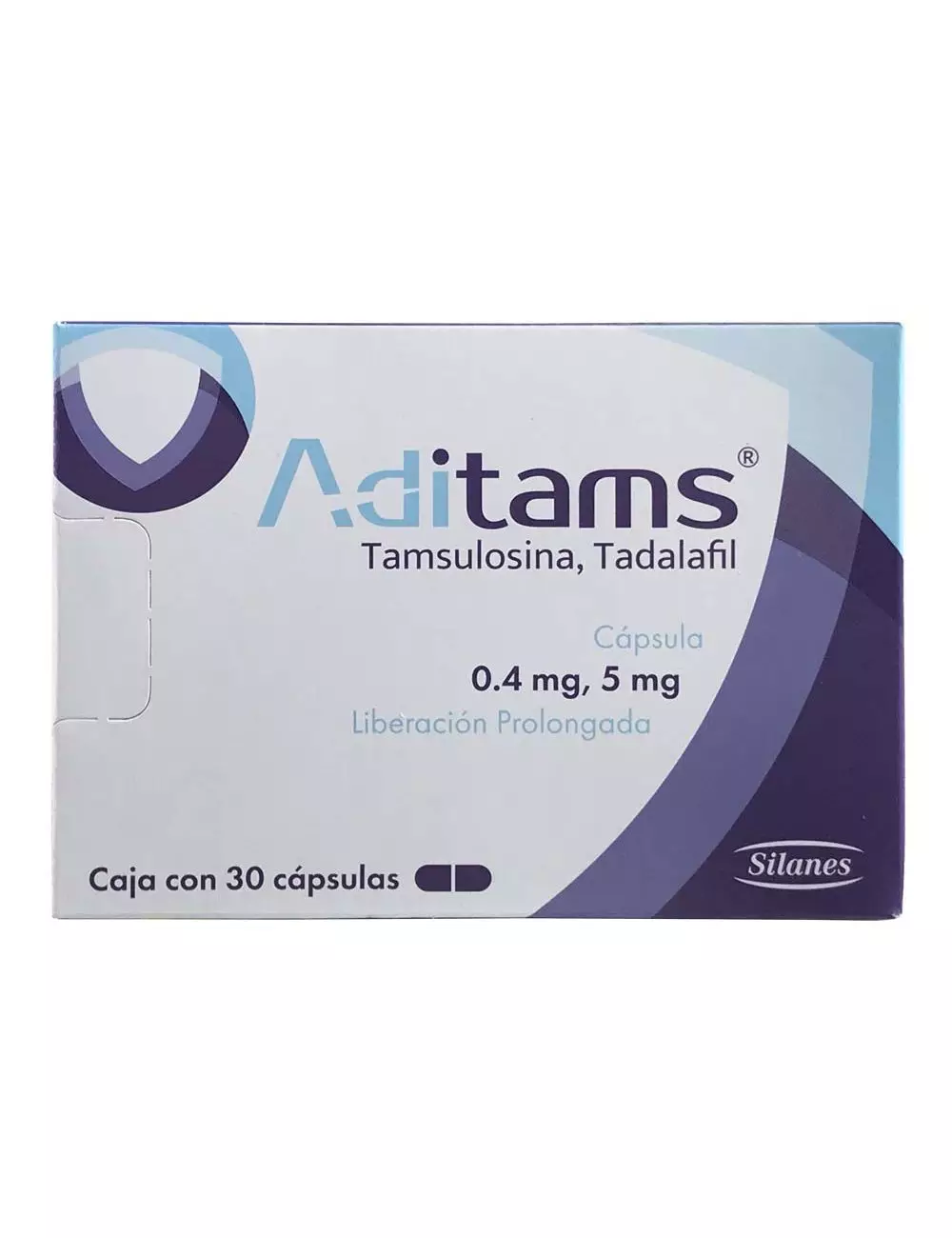 Aditams® 0.4mg/5mg (Tamsulosina/Tadalafil) - 30 Cápsulas LP - Silanes