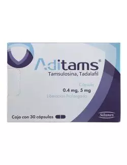 Aditams® 0.4mg/5mg (Tamsulosina/Tadalafil) - 30 Cápsulas LP - Silanes