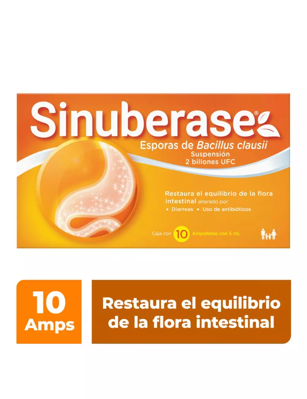 Sinuberase Probióticos en Suspensión Bacillus Clausii 2Billones UFC 10Ampolletas de 5ml