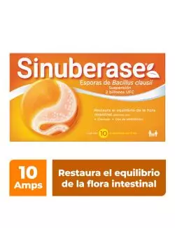 Sinuberase Probióticos en Suspensión Bacillus Clausii 2Billones UFC 10Ampolletas de 5ml