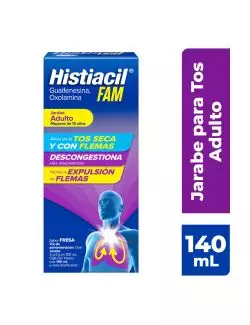 Histiacil FAM Jarabe para la Tos Adultos Sabor Fresa 140 ml. Acción 3 en 1