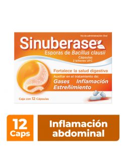 Sinuberase Probióticos 2 billones de UFC 12 Cápsulas. Fortalece la Salud Digestiva.