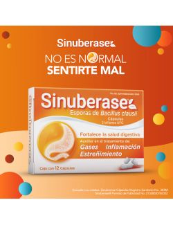 Sinuberase Probióticos 2 billones de UFC 12 Cápsulas. Fortalece la Salud Digestiva.