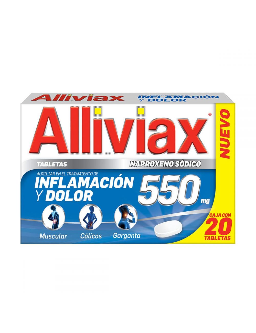 Alliviax 550Mg con 20 Tabletas