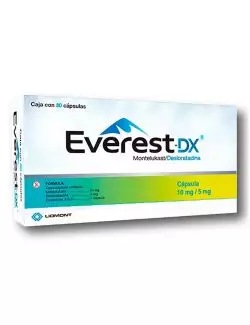 Everest DX® 10 mg / 5 mg - 30 Cápsulas | Montelukast + Desloratadina | Liomont