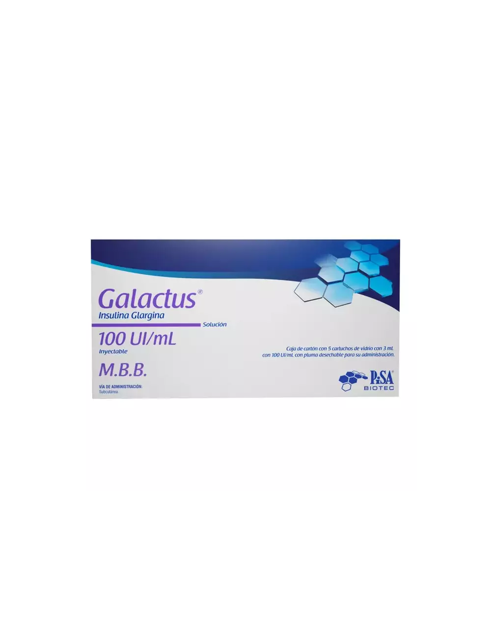 Galactus® 100 UI/ml - 5 Cartuchos | Insulina Glargina | Pisa Biotec