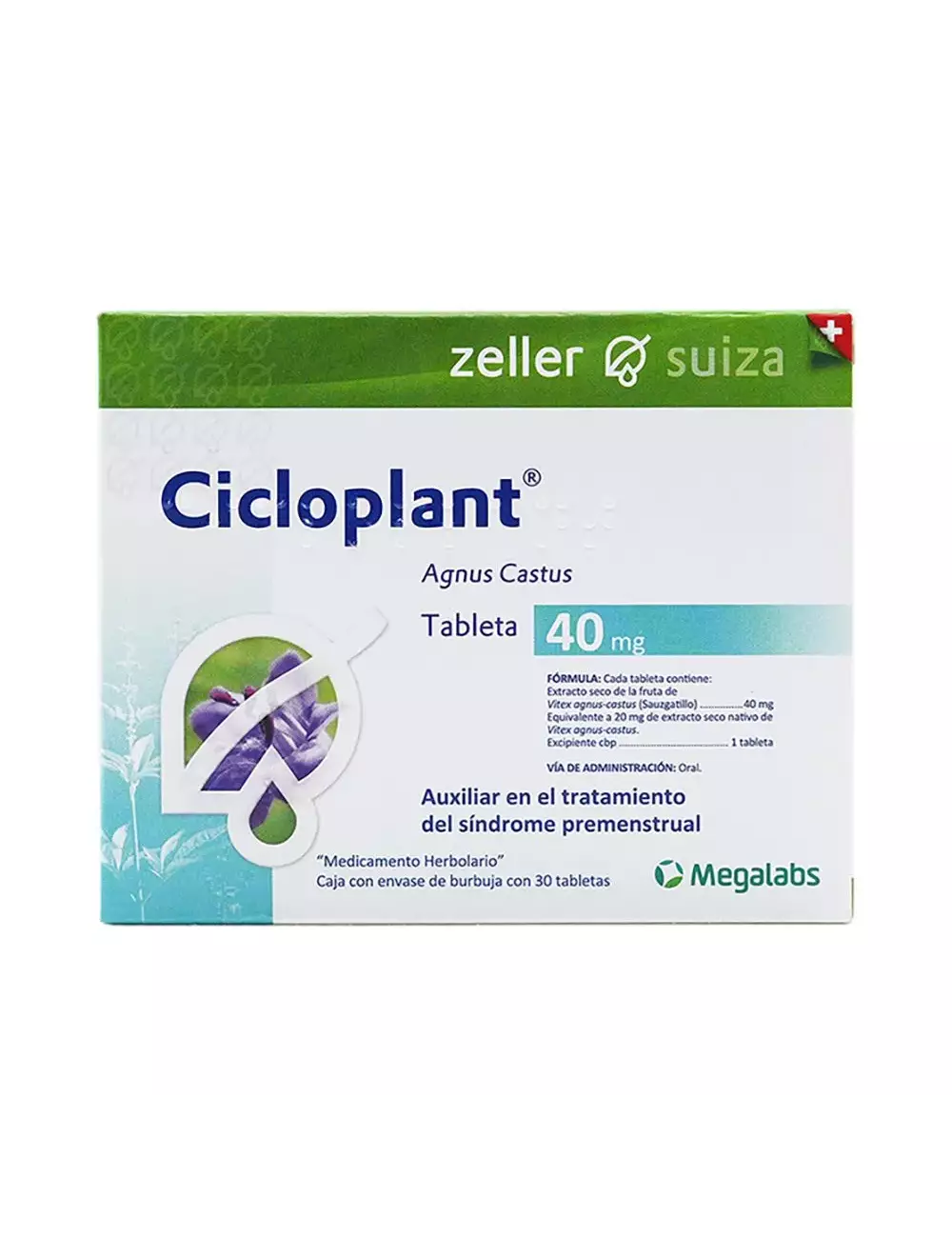 Cicloplant® 40 mg - 30 Tabletas | Agnus Castus | Laboratorio Megalabs