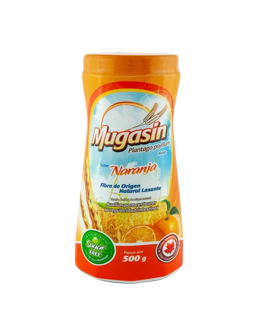 Psyllium Plantago 49.7 g / 100 g Polvo 500 g Naranja (Mugasin)