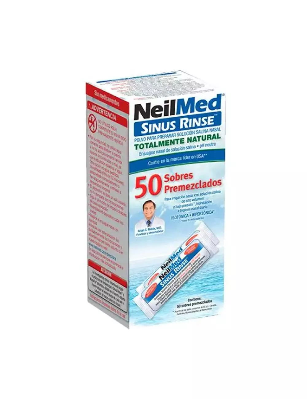 Sinus Rinse® - 50 Sobres Premezclados | Solución Salina pH Neutro | Laboratorio Neilmed