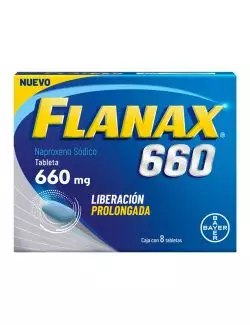 Flanax® 660 mg - 8 Tabletas LP | Naproxeno Sódico | Laboratorio Bayer