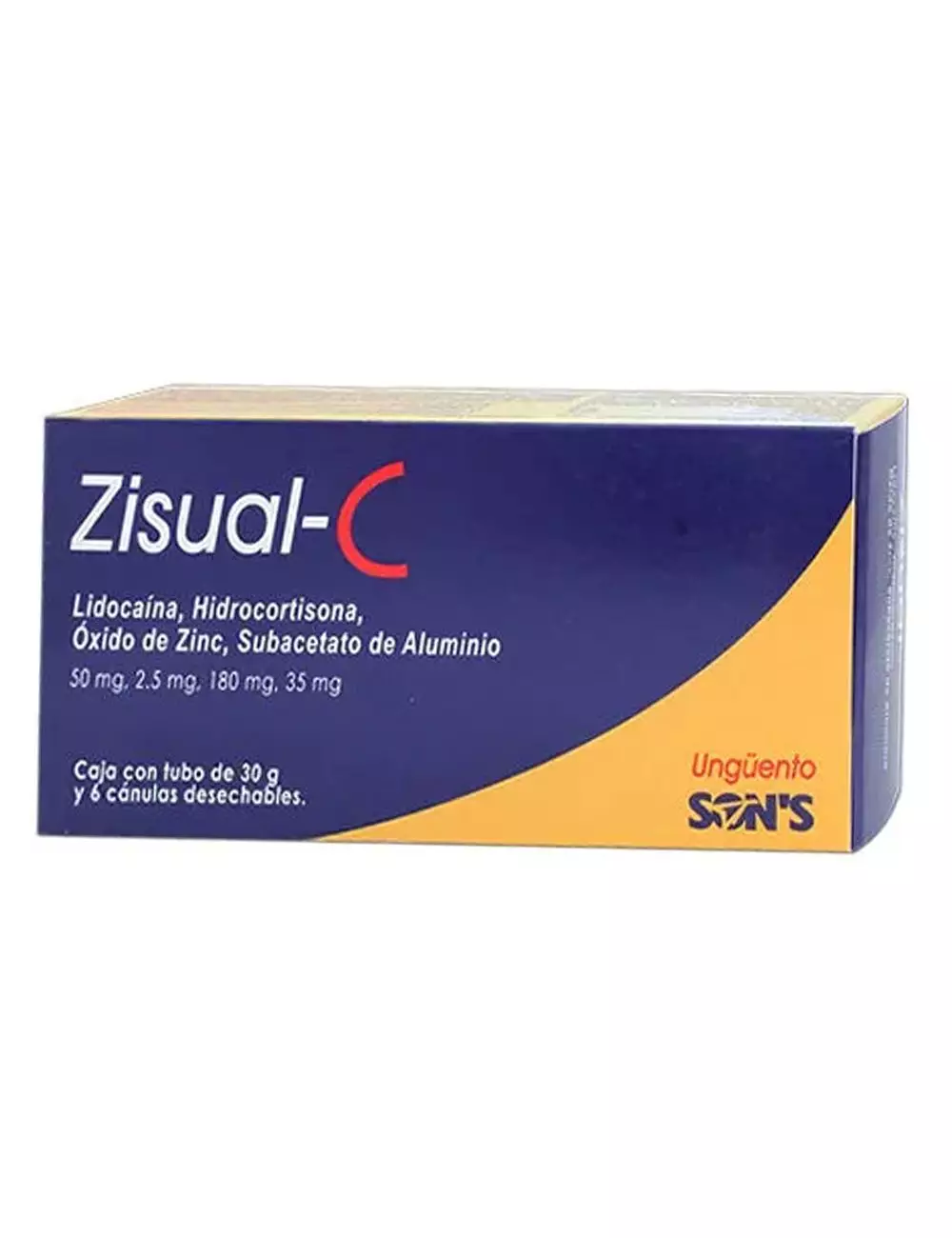Zisual - C (50 mg/2.5 mg/180 mg/35 mg) - Tubo 30 g | Lidocaína/Hidrocortisona/Óxido de Zinc/Subacetato de Aluminio | Sons