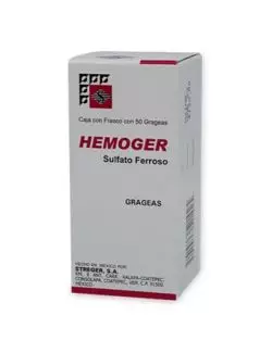 Hemoger® 300mg - 50 Grageas | Sulfato Ferroso | Laboratorio Streger