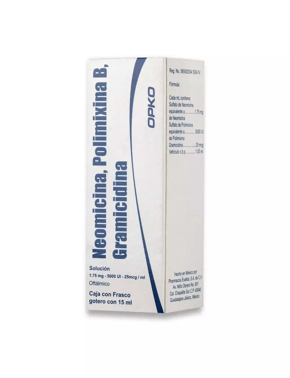 Neomicina/Polimixina B/Gramicidina Solución 1.75mg/5000UI/25mcg/ml - Frasco 15ml | Oftálmico | Opko