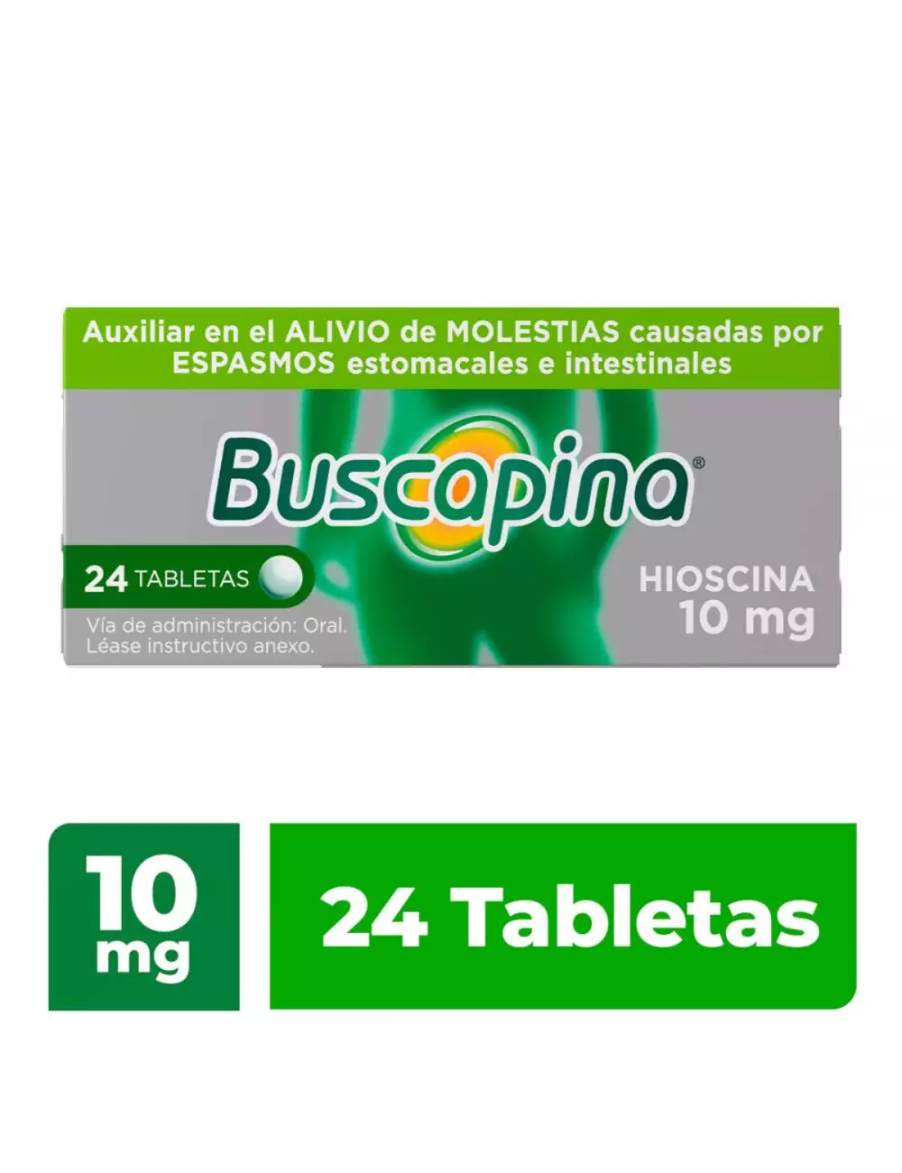 Buscapina Auxiliar en el Alivio del Dolor de Panza 24 tabletas con Hioscina 10 mg