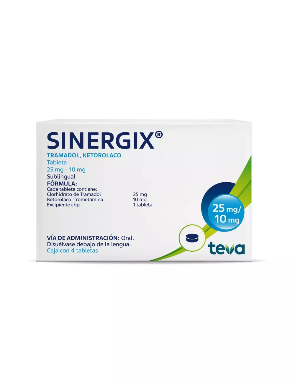 Sinergix 25 mg/10 mg Caja Con 4 Tabletas Sublinguales