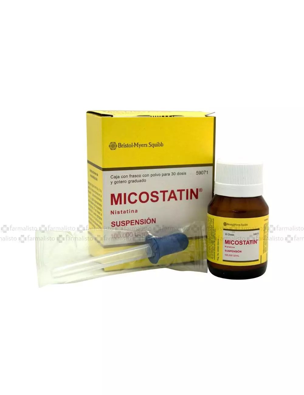 Micostatin Suspension 100,000 UI/ mL Frasco Con Polvo Para 30 Dosis y Gotero Graduado