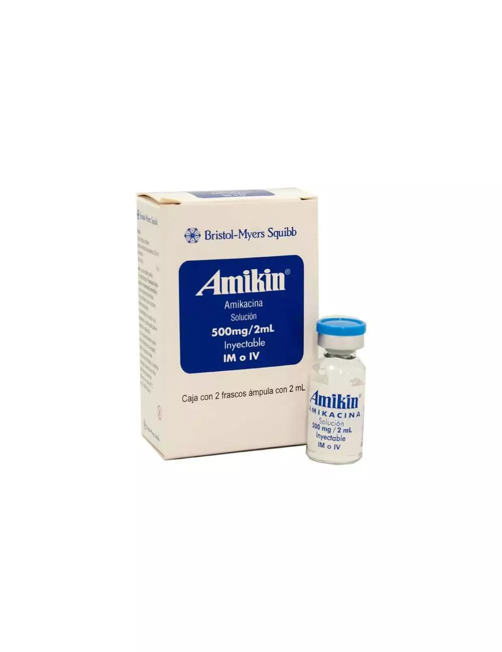 Amikin 500 mg Inyectable Caja Con 2 Frascos Ámpula Con 2 mL -RX2