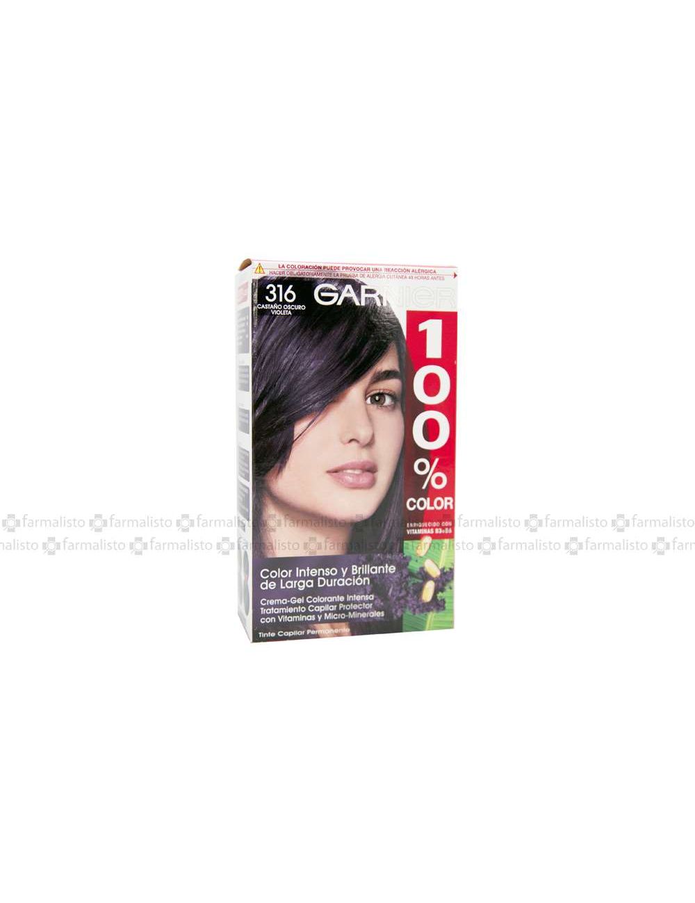 Tinte Garnier 100% Caja Con Tinte Capilar Color Castaño Oscuro Violeta