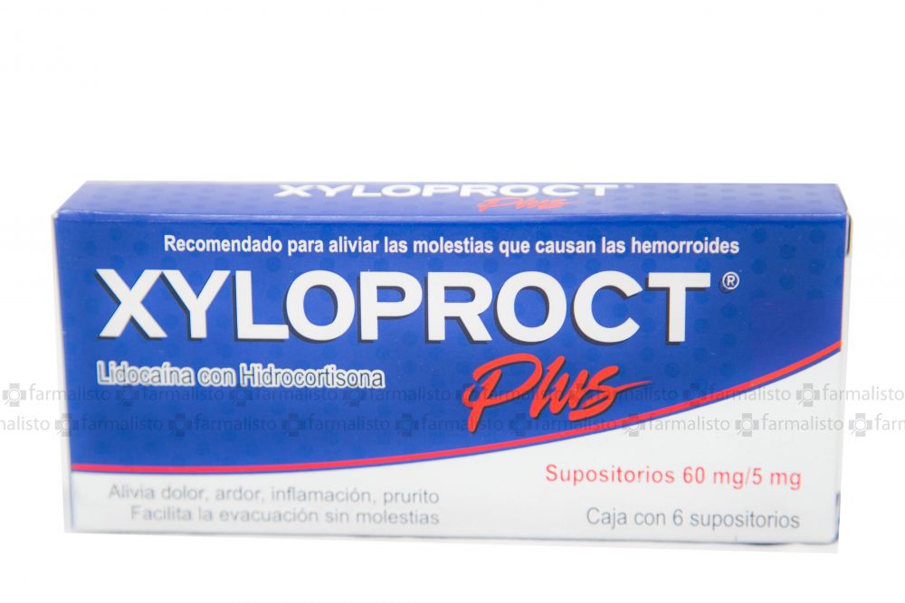 Xyloproct Plus 60 mg / 5 mg Caja Con 6 Supositorios