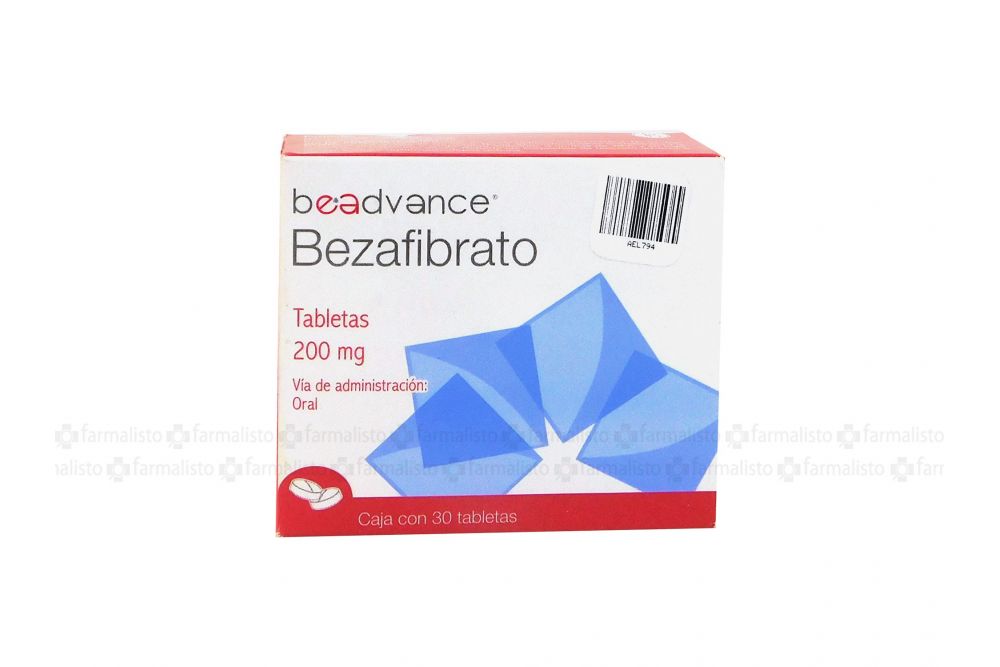 Bezafibrato 200 mg 1 Caja Con 30 Tabletas