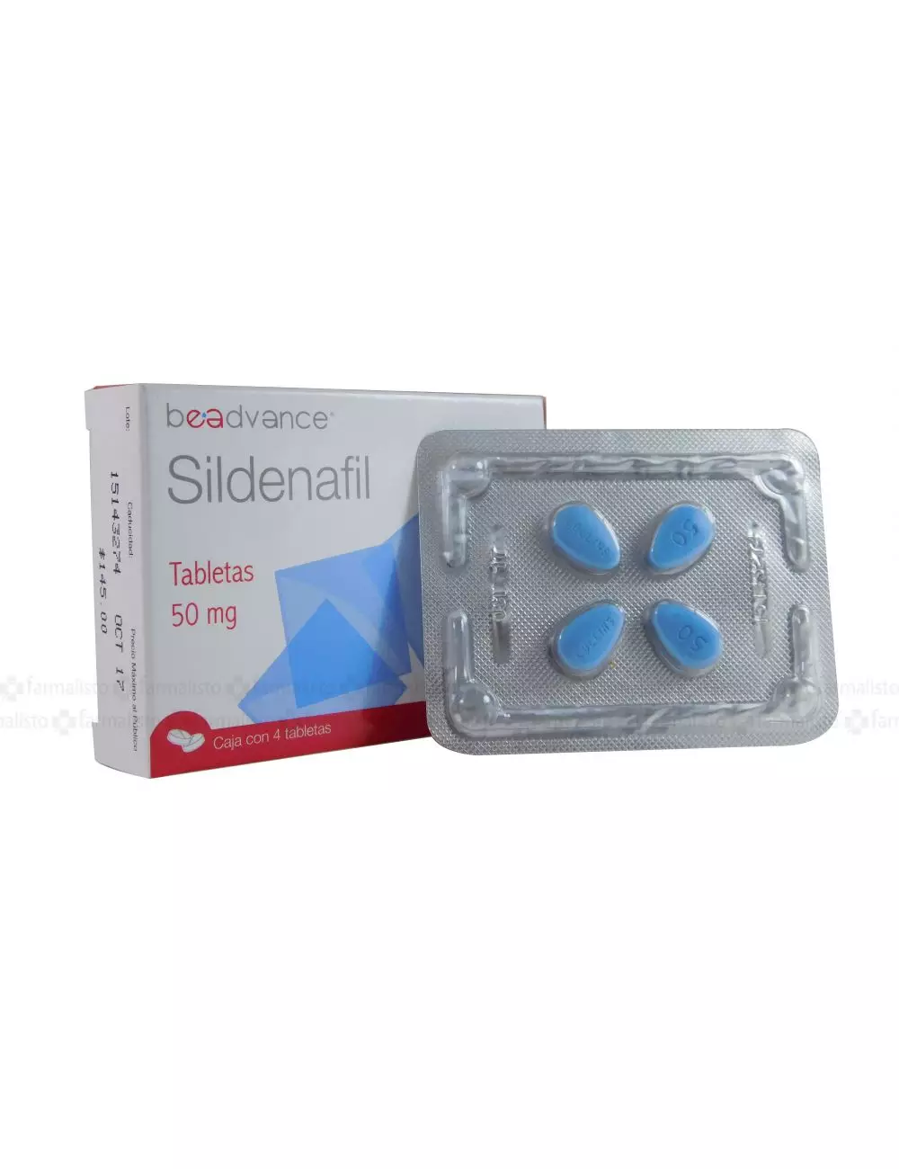 Sildenafil 50 mg Caja con 4 tabletas