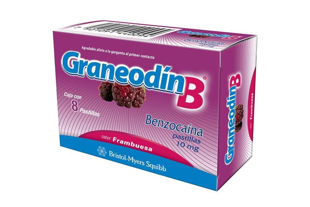 Graneodin B 10 mg Sabor Frambuesa Caja Con 8 Pastillas