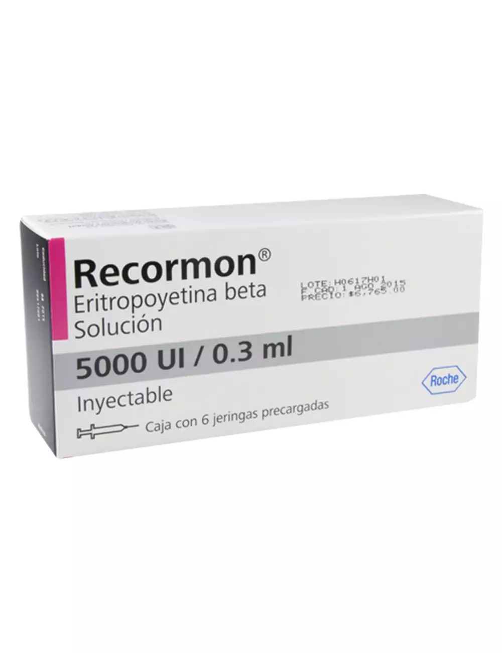 Recormon® 5000 UI/0.3 ml (Eritropoyetina beta) - Caja con 6 jeringas precargadas | Roche - RX3