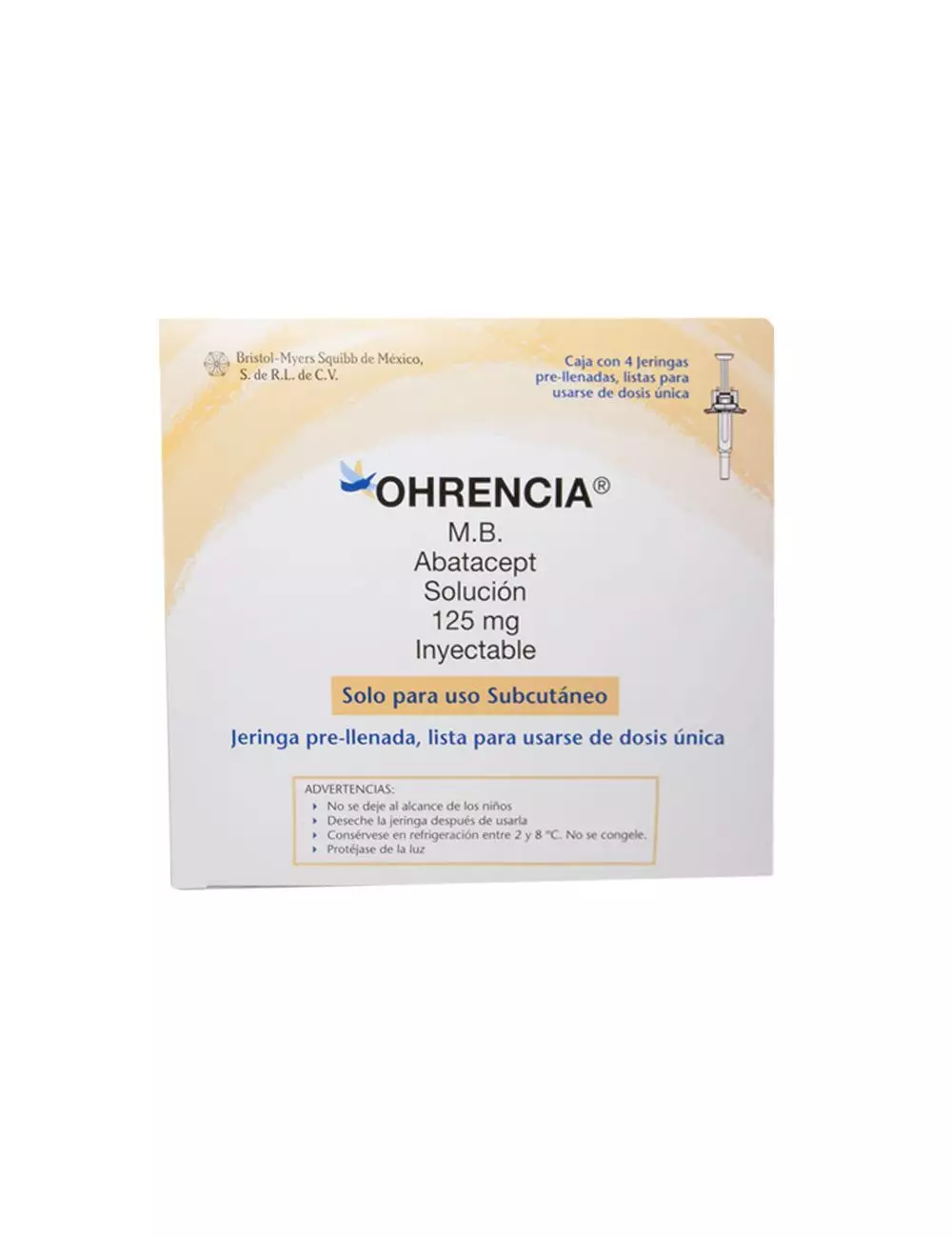 Ohrencia® 125 mg (Abatacept) - Caja con 4 jeringas prellenadas - Bristol-Myers Squibb RX3