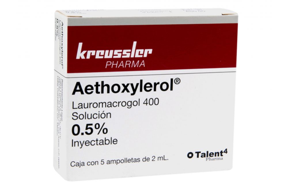 Aethoxylerol 0.5% Solución Inyectable Caja Con 5 Ampolletas De 2 mL