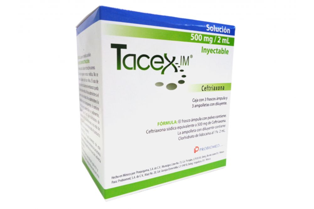 Tacex IM 500 mg/2 mL Caja Con 3 Frascos Ámpula y 3 Ampolletas - Rx2