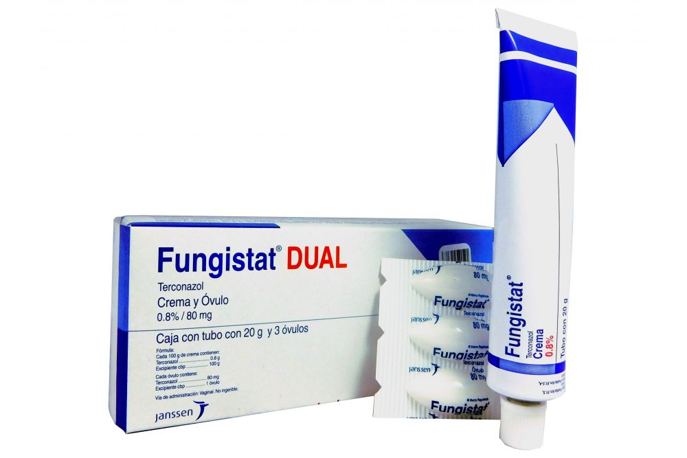 Fungistat Dual Crema y Óvulos 0.8 % Caja Con Tubo De 20 g y 3 Óvulos