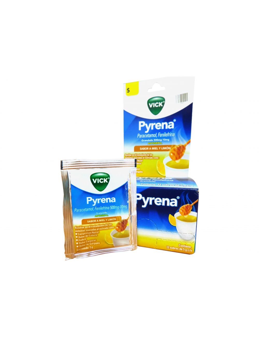 Vick Pyrena 5 g Sabor a Miel y Limón Con 12 Sobres Vick Pyrena 5 g Sabor a Miel y Limón Con 12 Sobres