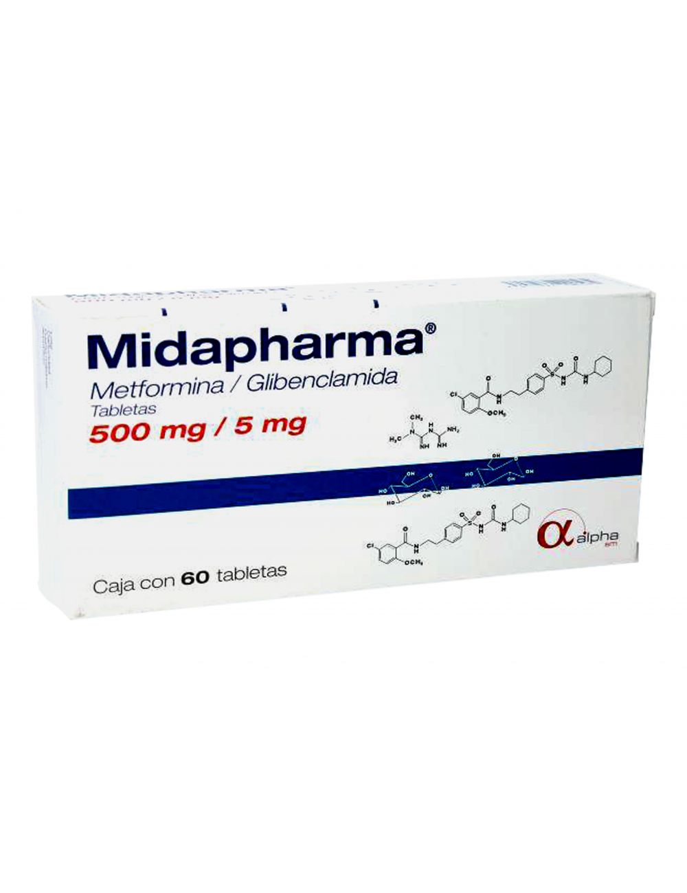 Midapharma 500 mg/5 mg Caja Con Frasco 60 Tabletas